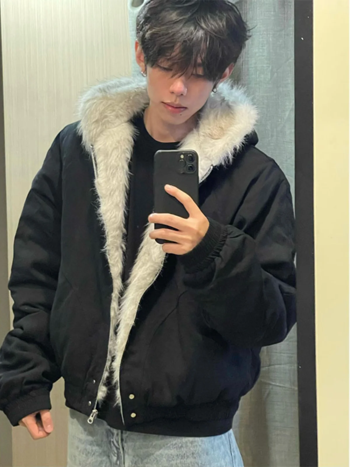 Куртка с хлопковой подкладкой и капюшоном меховым воротником Mountain Carving мужская