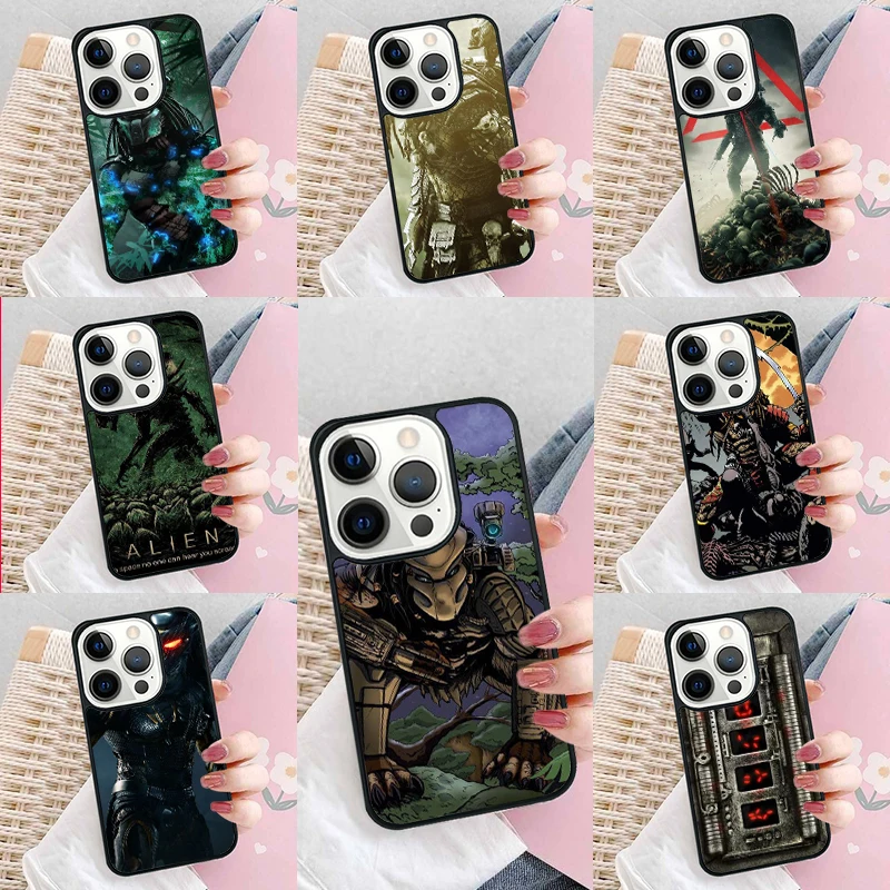 Мягкий чехол для телефона Alien Predator iPhone 16 Promax 15 Pro 13 14 Plus 11 12 Mini XR XS MAX