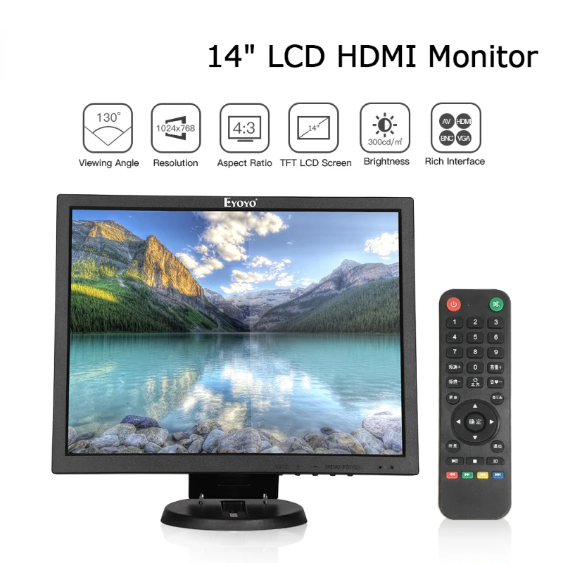 

LCD Screen 1024x768 CCTV TV Computer LCD Display For Security PC with BNC HDMI VGA AV Input Raspberry PI Monitor