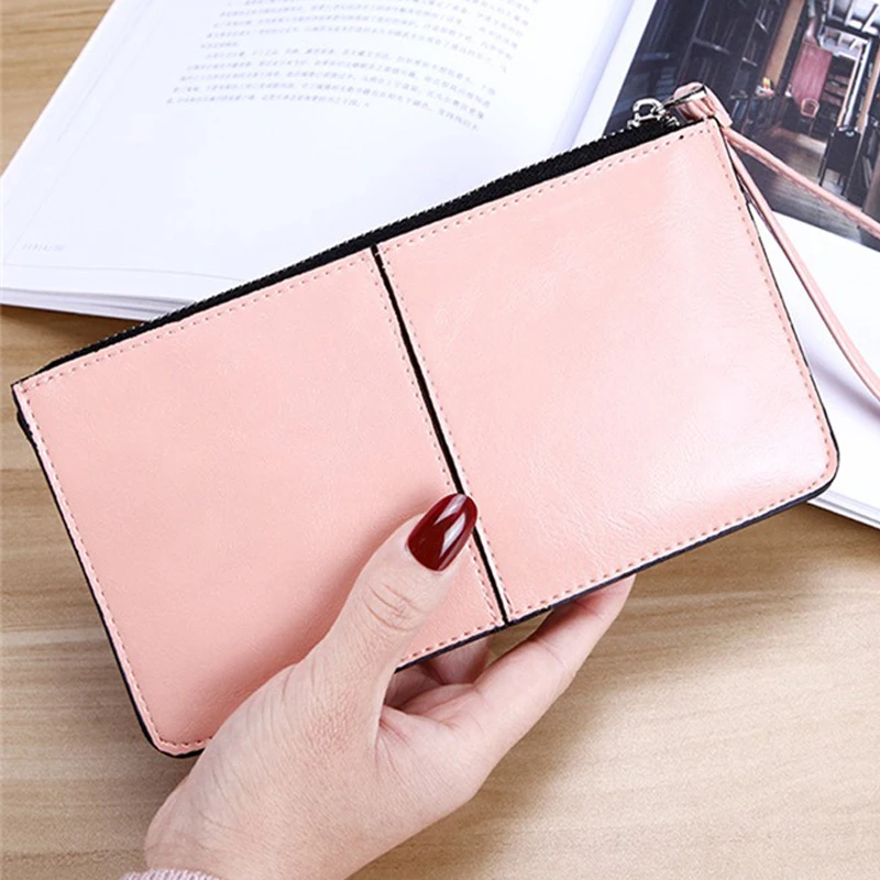

Women's Long Wallet PU Leather Zipper Women Clutch Bag Female Large Capacity Coin Purse Girls Use Vintage Card Holder Money Bag