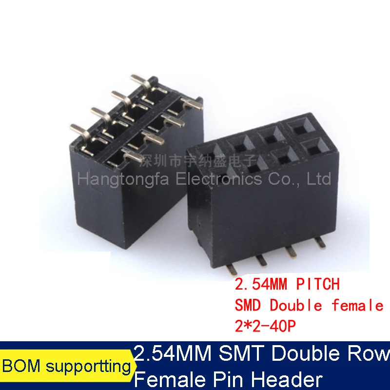 

10PCS SMD 2.54MM PITCH Strip Connector SMT 2*2/3/4/5/6/7/8/9/10/12/16/20/40/ PIN double row female HEADER 2X/6/8/10/20