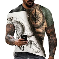 2022 new 3d print clock compass mens tshirts hip hop large size t shirts cross style o neck short sleeve clothing loose top tee