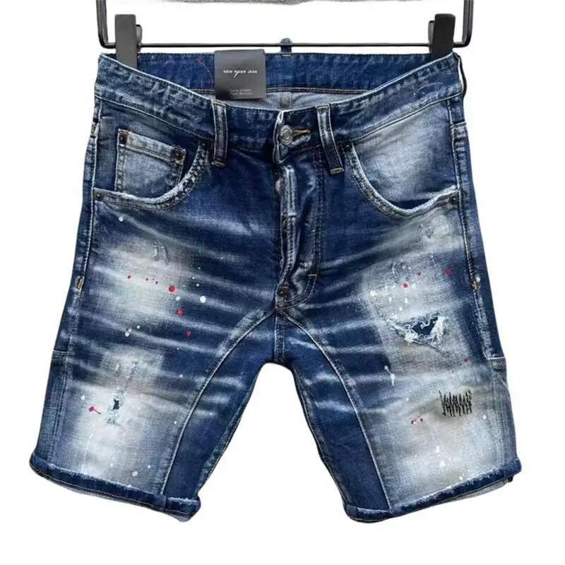 

2023 новые модные брендовые мужские джинсы с дырками и рисунком в стиле ретро мотоциклетные джинсы DT131