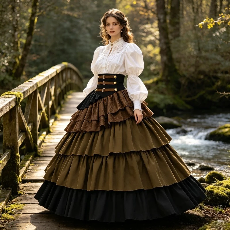 Платье Victoria Retro с завышенной талией, асимметричное, с драпировкой, длинное, женское, в стиле темной готики, для ролевых игр и выступлений (art.: 3920dc7550b60) - 3920dc7550b60