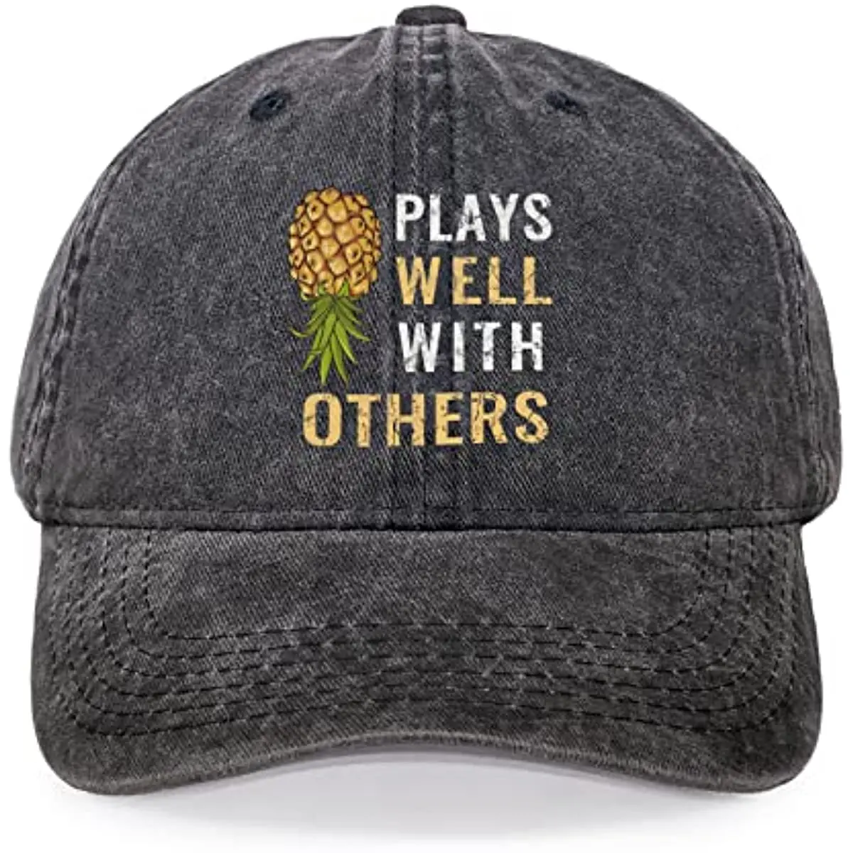 

Play Well with Others Hat Baseball Caps for Men Hats for Women Dad Vintage Plain Fashionable Black Denim Ball Cap Four Seasons