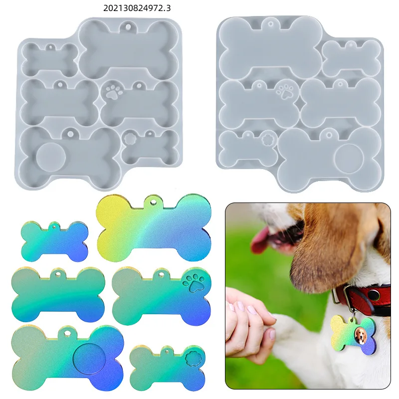 

DIY Crystal Resin Silicone Mold Six In one Bone Shaped Pet Listing Pendant Decoration Resin Jewelry Casting Epoxy Silicone Mold