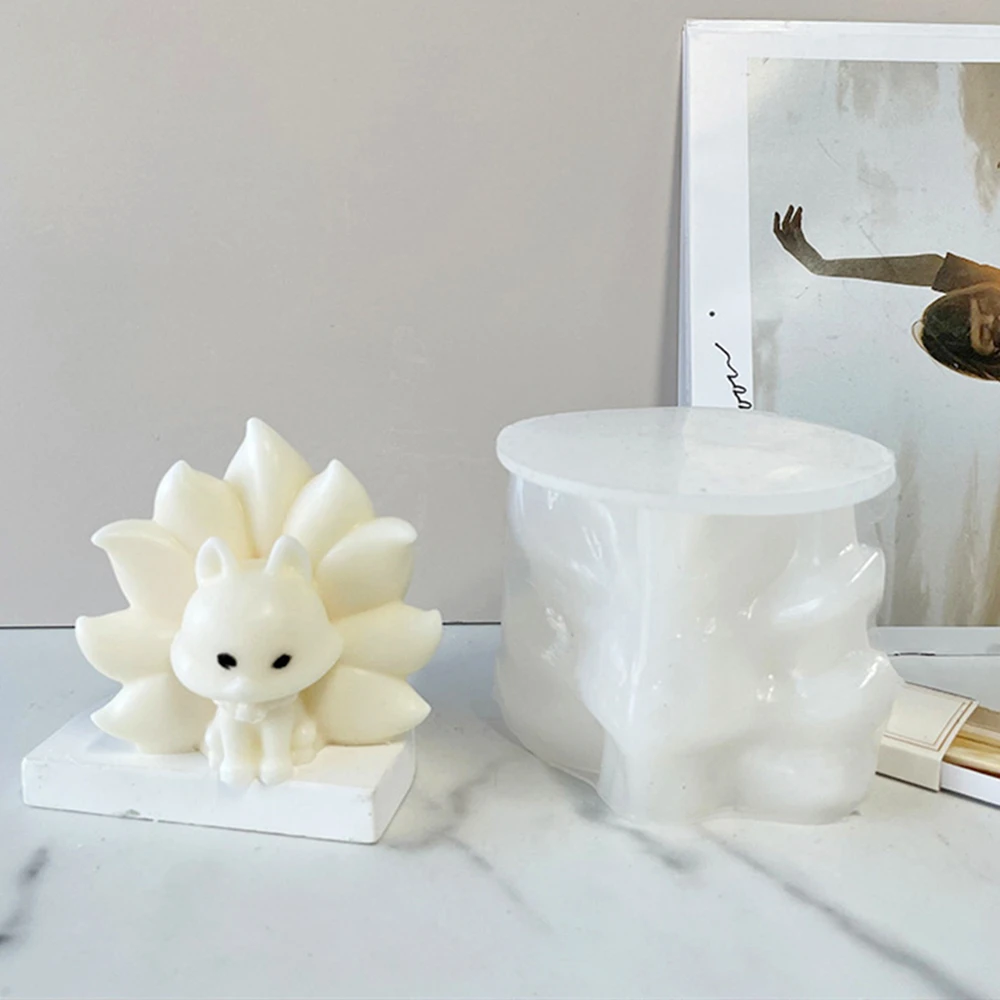 

3D Nine-tailed Fox Molds Silicone Candle Mold Candle Making Aroma Soy Wax Soap Polymer Clay Plaster Epoxy Resin Home Decor Gift