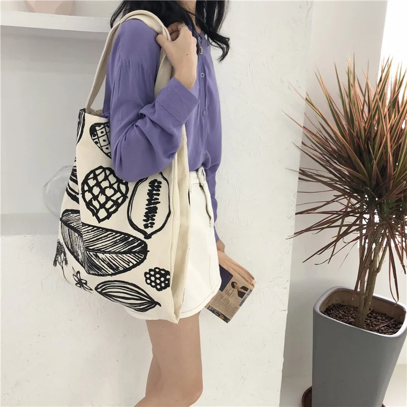 

Fashion Luggage &Bags Women's Shoulder Simple and Large-capacity Leaf Printed Canvas for Leisure Travel Handbags