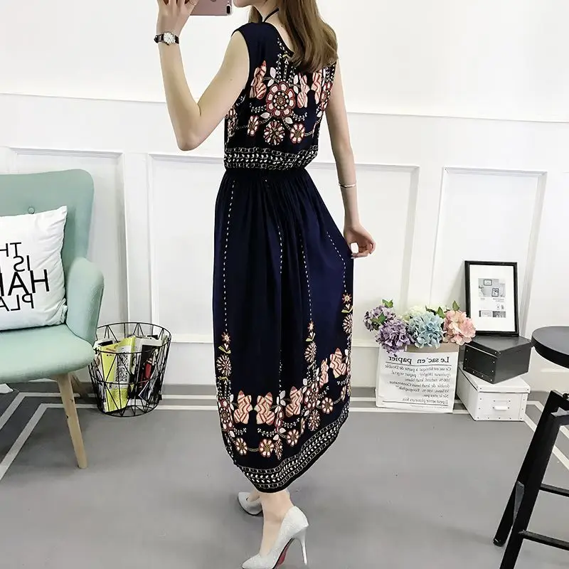 Женское богемное платье-трапеция без рукавов винтажное платье из хлопка и шелка