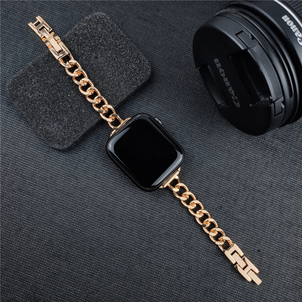 Ремешок из нержавеющей стали для Apple Watch тонкий регулируемый металлический