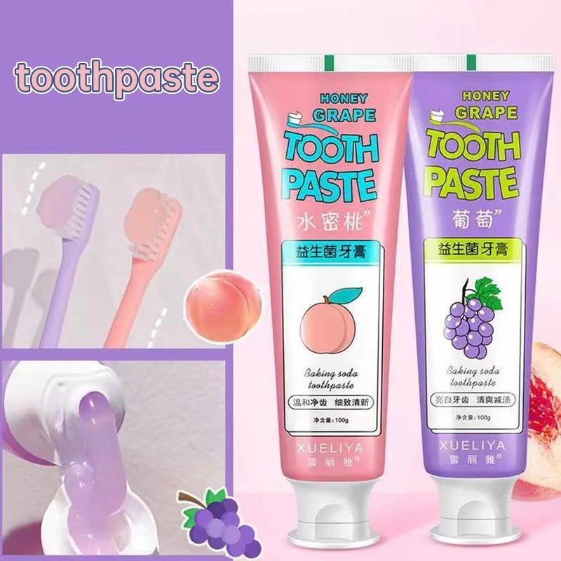

Персиковая Виноградная зубная паста с ароматом фруктов, пробиотик для выпечки, отбеливание зубов, удаление фрикционного освежения, уход за ...