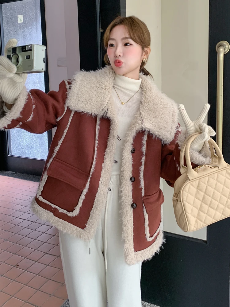 Ankela Red Small Man Верхняя одежда из овечьей шерсти зима 2024 новинка High Sense супер красивая