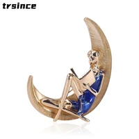new simple personality creative moon brooch refinement temperament clothing accessories collar pin women brooch