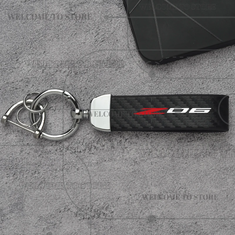 Фото Углеродное волокно для Chevrolet Z06 Super Charged Emblem Corvette C6 C8 C7 Silverado Модный кожаный брелок для мужчин и женщин Автомобильный брелок №2