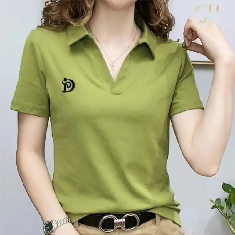 

Goudiff Women's V-neck Kara-sleeved T-shirt
