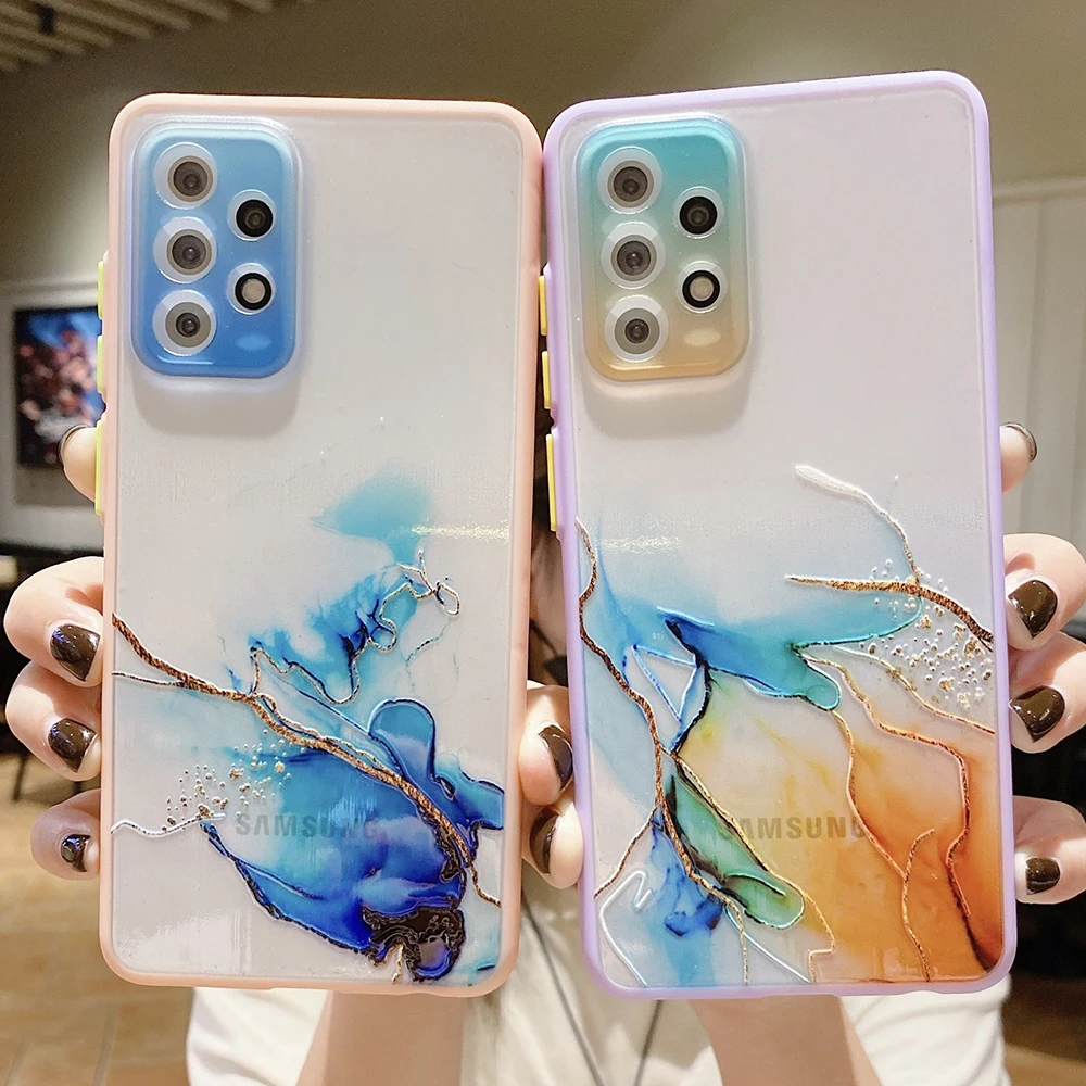 

LOVECOM Watercolor Marble Phone Case For Samsung Galaxy M51 A32 A52 A72 A51 A71 A50 S21 Plus S21 Ultra Note 20 Ultra Soft Bumper