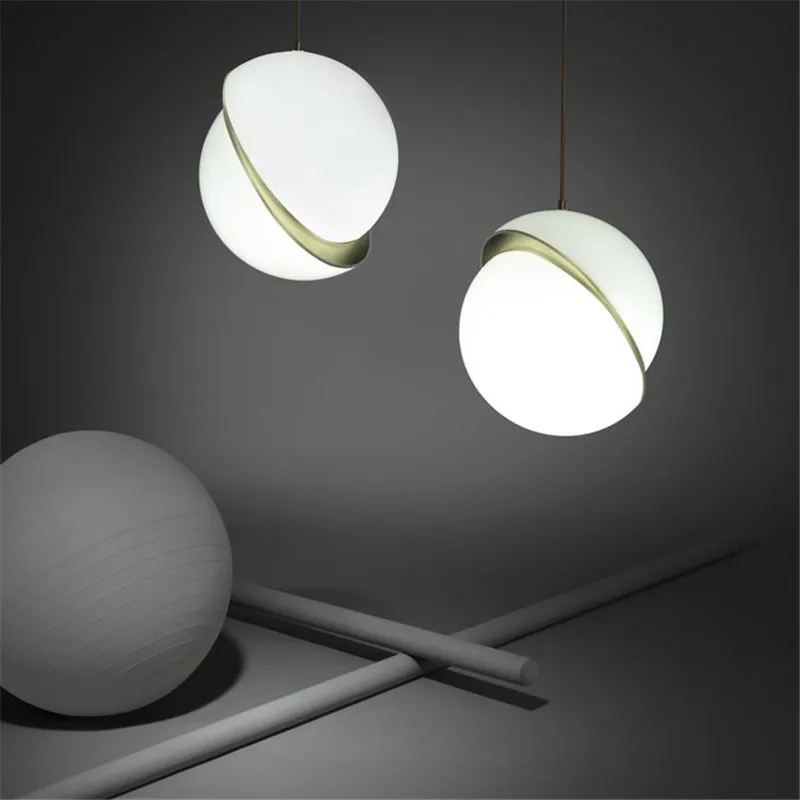 Mini Crescent Pendant Light Nordic Led Designer Kitchen glass ball pendant light Dining room Decorative glass ball pendant light