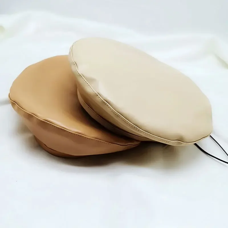 Женский модный берет однотонный из искусственной кожи теплая шапка-бини для