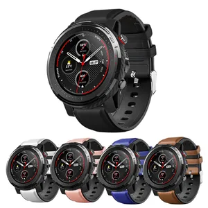 Ремешок кожаный и силиконовый для Xiaomi Huami Amazfit Stratos 3 2 2S GTR 47 мм Pace Watch, браслет для Samsung Galaxy Watch 3 45 мм