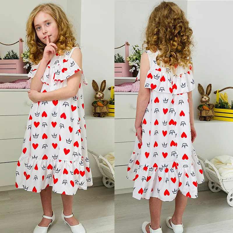  Детское летнее платье для девочек 2022 г. Модная одежда хлопковые детские платья принцессы для девочек от 8 до 10 лет, детское платье миди 