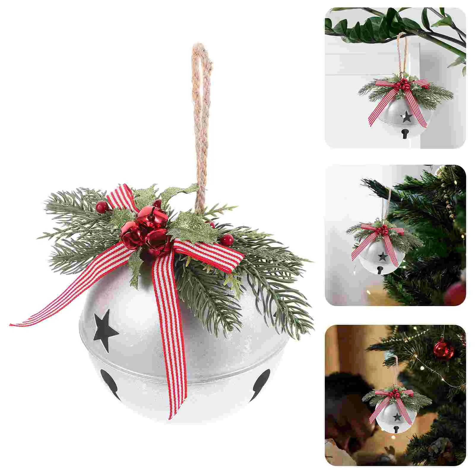 

Home Decor Christmas Scene Adornment DIY Pendants Big Bell Ornaments Wrought Iron Xmas Berry