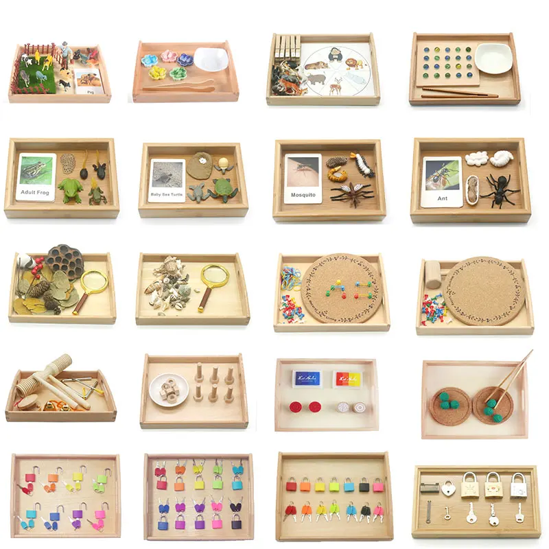

Montessori Materials Wooden Tray Toys for Children Montessori Furniture Ractical Life Preschool Learning Teaching Aids A1466F