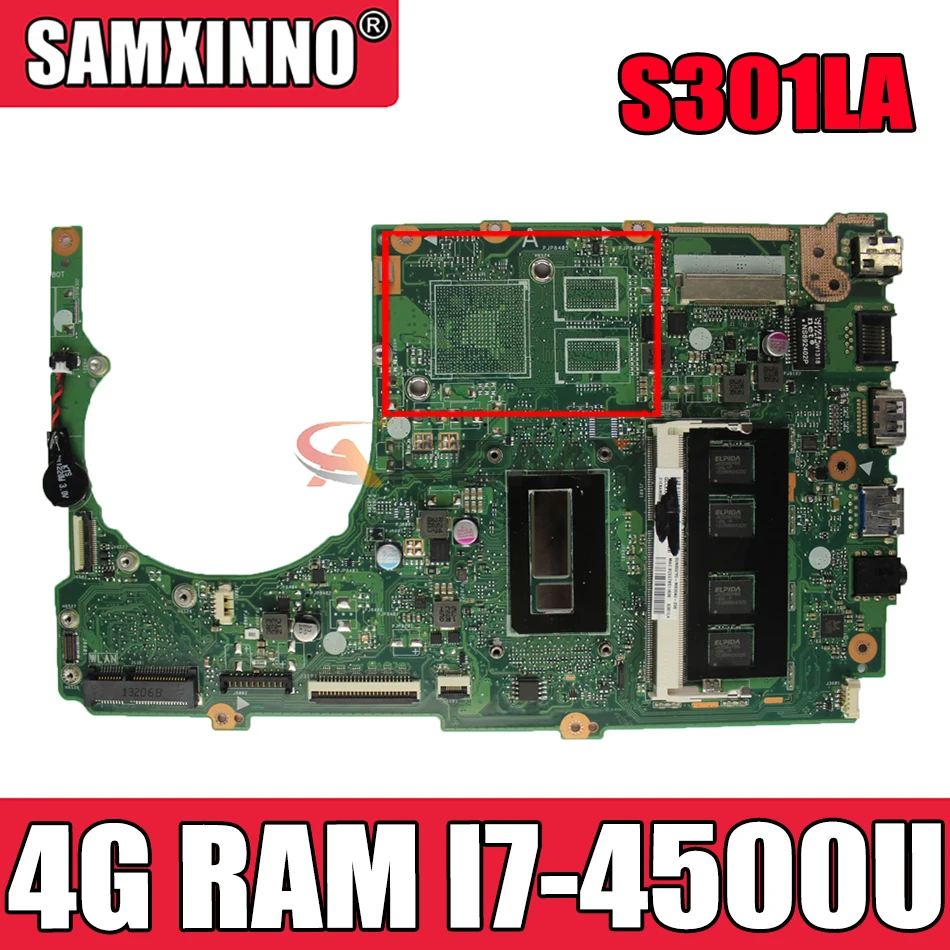 

Материнская плата Akemy S301LA для ноутбука ASUS S301LA S301L S301 Q301LA Q301L, протестированная оригинальная материнская плата 4G ОЗУ