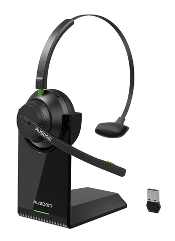 Беспроводная гарнитура AUSDOM A2302 с функцией шумоподавления, Bluetooth 5,1, зарядным устройством и подставкой