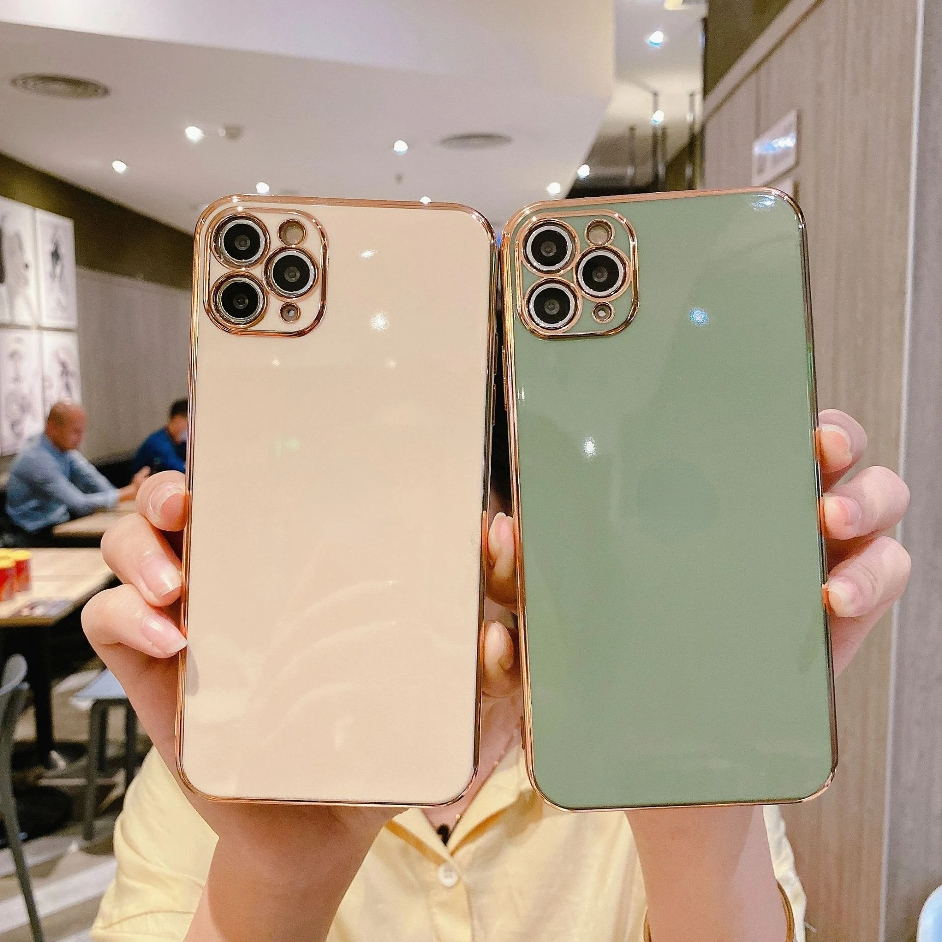 

Роскошный позолоченный гальванический чехол для IPhone 11 12Pro Max 8 Plus XR XS Силиконовая Защита объектива 13 Pro Max 14 чехол
