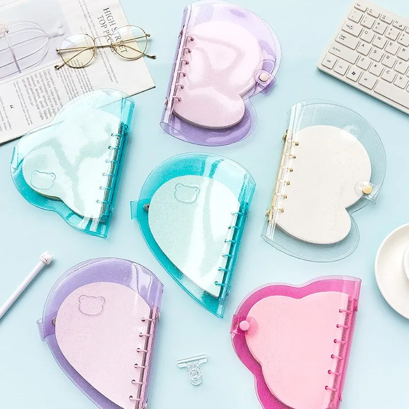 

Kawaii Heart Binder Diary Notebook Glitter Diary Agenda Planner PVC Binder Goo Card Book Gift Set Stationery