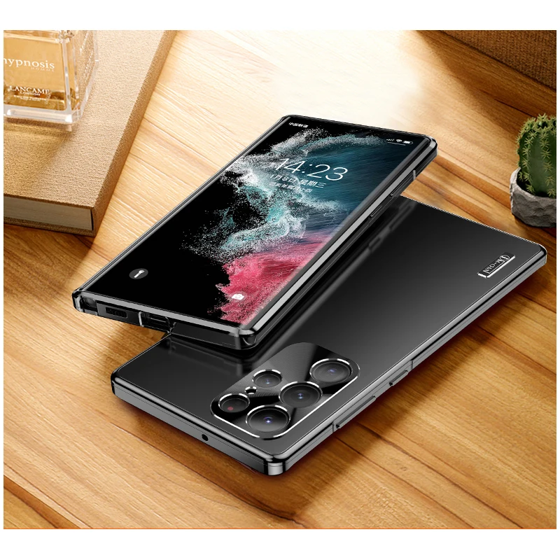 Official Magnetic Metal Fram Case For Samsung Galaxy S22 S21Ultra Built in Aluminium Alloy Camera Protect Matte Ultra-Thin Cover