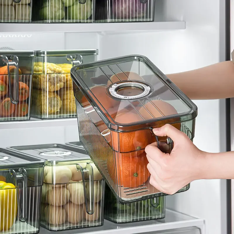 

Refrigerator Storage Box Timing Fresh Fridge Organizer Vegetable Fruit Food Storage Containers Pantry Kitchen Organizer