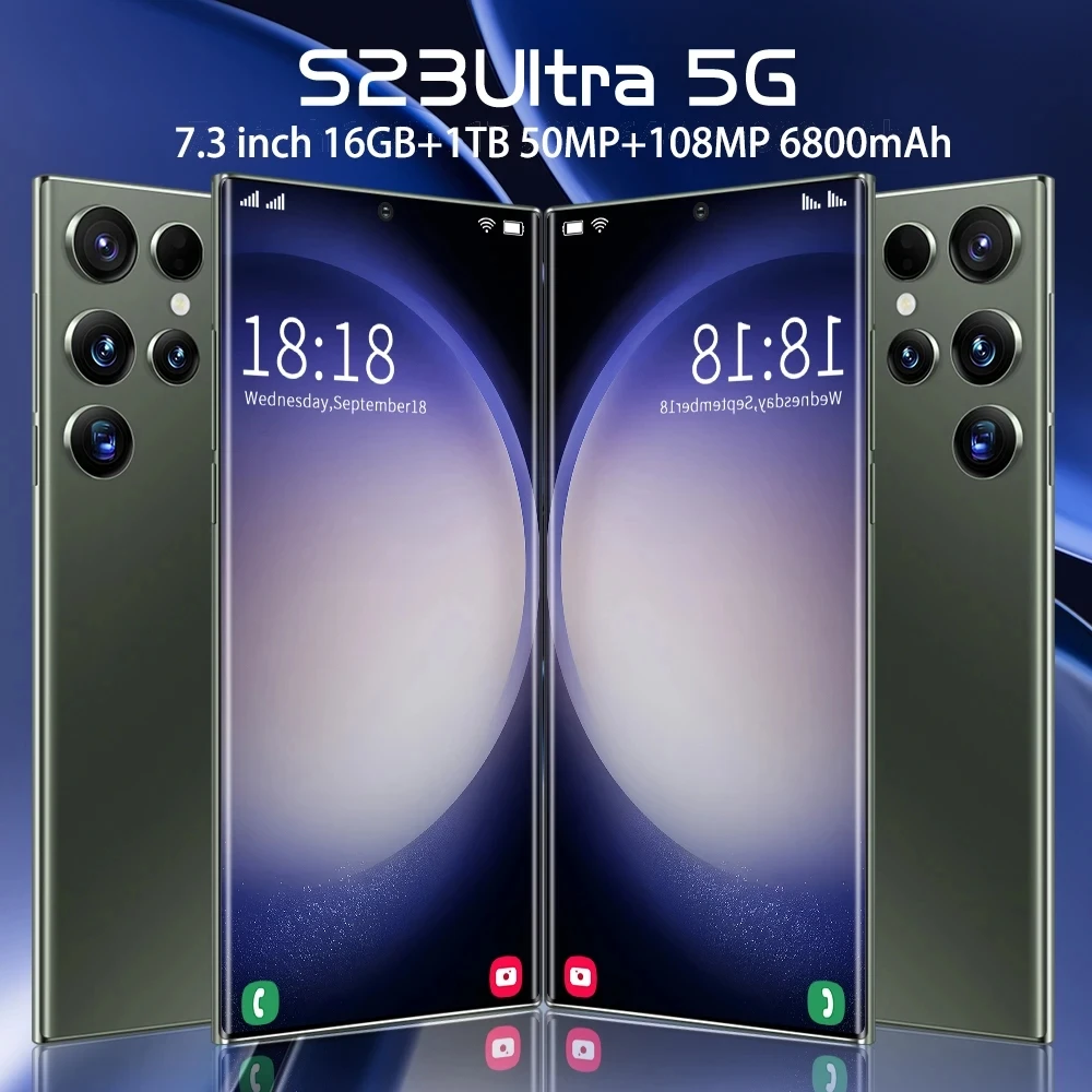 

Смартфон глобальная версия S23 Ultra, сотовые телефоны с распознаванием лица, 4G, смартфон 16 ГБ + 1 ТБ, сотовый телефон Android 6800 мАч