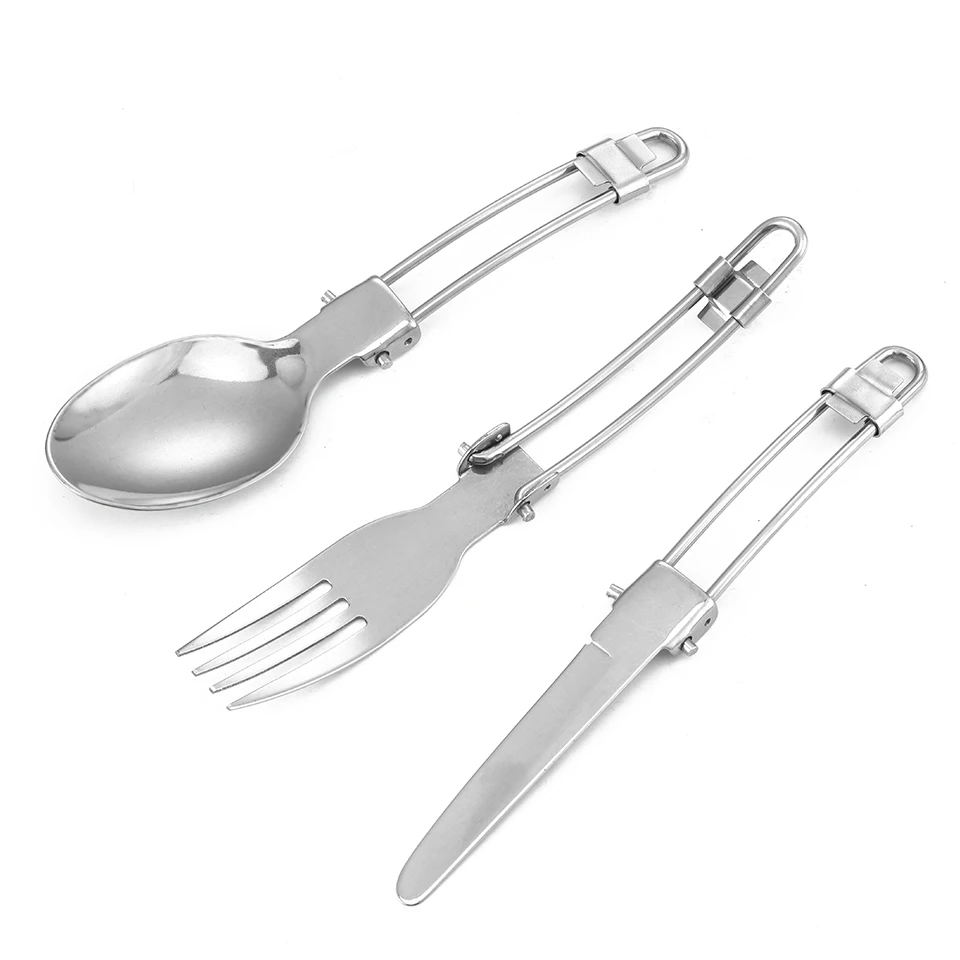 

Camping Fork Spoon Outdoor Tableware Foldable Ultralight Stainless Steel Set Of Dishes For Camping Outdoor Cooking Hiking