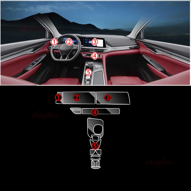 Для Changan CS75 PLUS 2022 защитные наклейки для салона автомобиля центральное управление