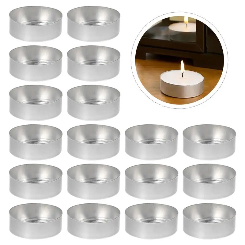 

50PCS Aluminum Candle Cup Case Aluminum Tea Light Tin Metal Tea Light Cup Candle Holder Candle Mold Cup Candle Making Accessory