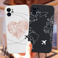 popular planes world map travel silicone case for iphone 11 12 13 pro max x xs xr 7 8 plus cute candy matte soft cover