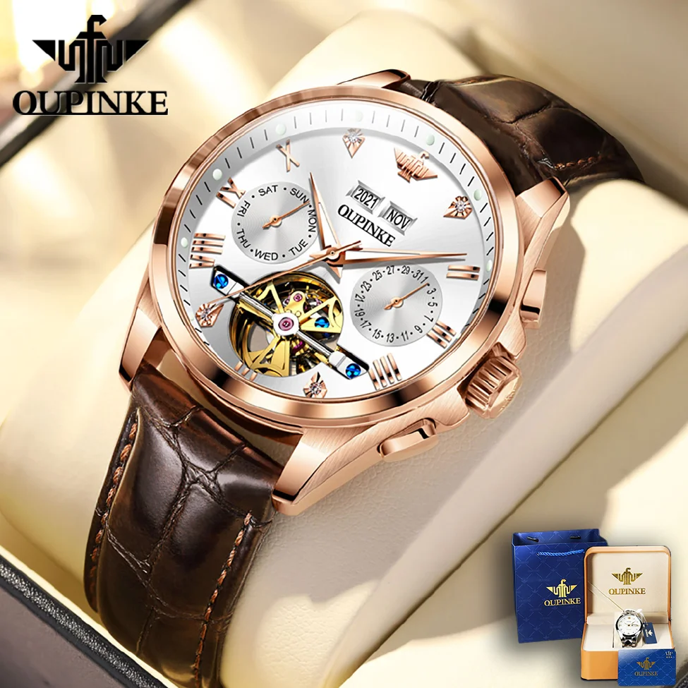 

Luxury Automatic Watch for men Mechanical Leather Sapphire Crystal Waterproof Watches Brand Fashion Wristwatch relogio masculino