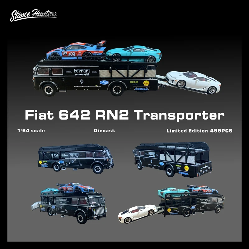 

Stance Hunters SH 1:64 Black New Bartoletti 642 RN2 1957 Racing Trailer Alloy Diorama Car Model Collection Miniature Carros Toys