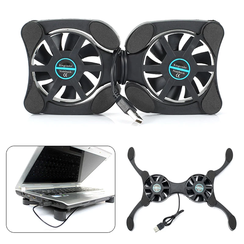 

1pcs New Highquality USB Port Mini Octopus Notebook Fan Cooler Cooling Stand With Dual Turbo Fans For 7-15 Inch Laptops USB Port