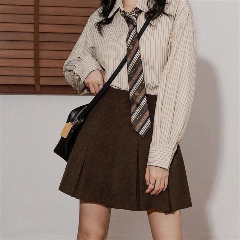 Женская модная винтажная полосатая рубашка в японском стиле преппи с галстуком