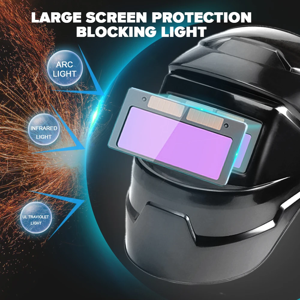 Маска сварочная с автозатемнением на солнечной батарее 180 градусов | Инструменты