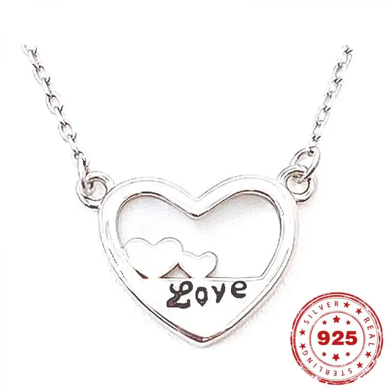 

S925 Sterling Silver micro-inlaid Zircon Pendant Necklace For Women Dog Palm Heart Pendant Clavicle Chain Valentines day gift
