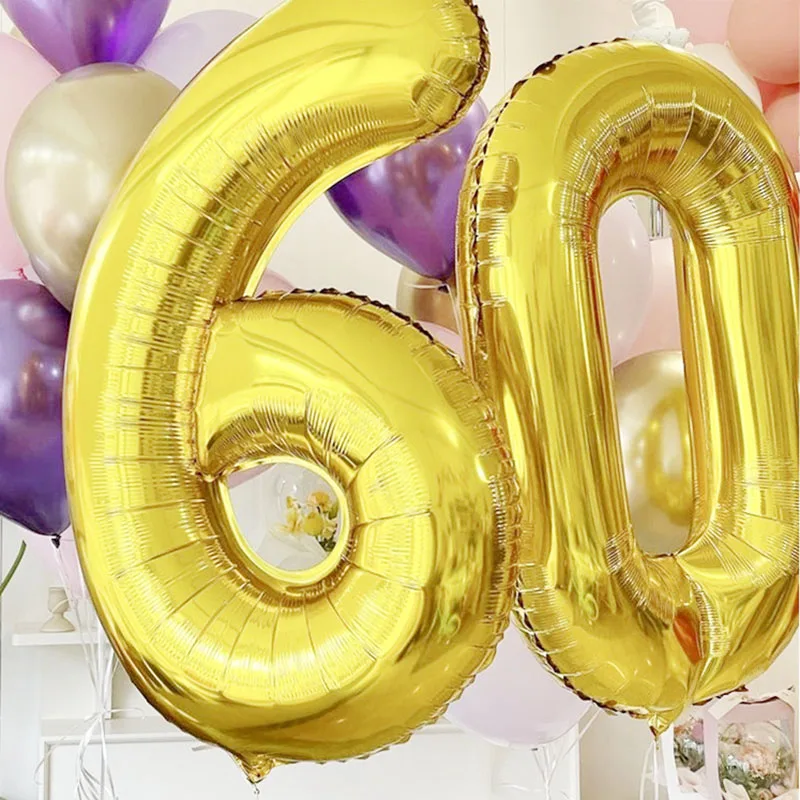32/40 Inch Gold Black White Big Number Balloons For Kids Girls Birthday Wedding Party 16 18 21 30 50 60 Years Anniversary Decora images - 2
