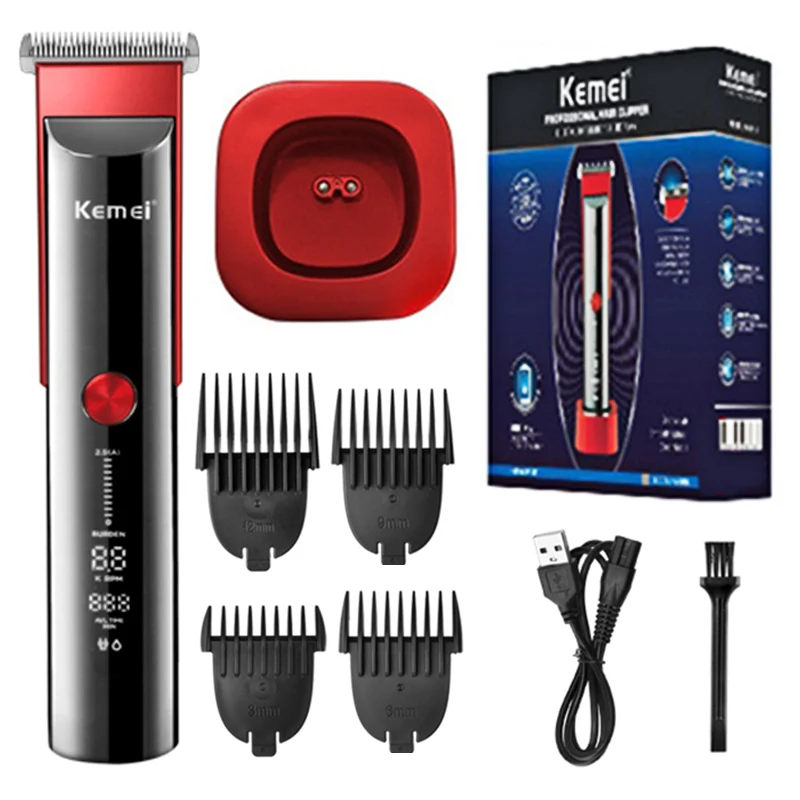 

Kemei LCD Display Hair Clipper 5-Speed Blade Electric Shaver For Men Rechargeable Hair Cutting Machine Razor Cutter Trimmer