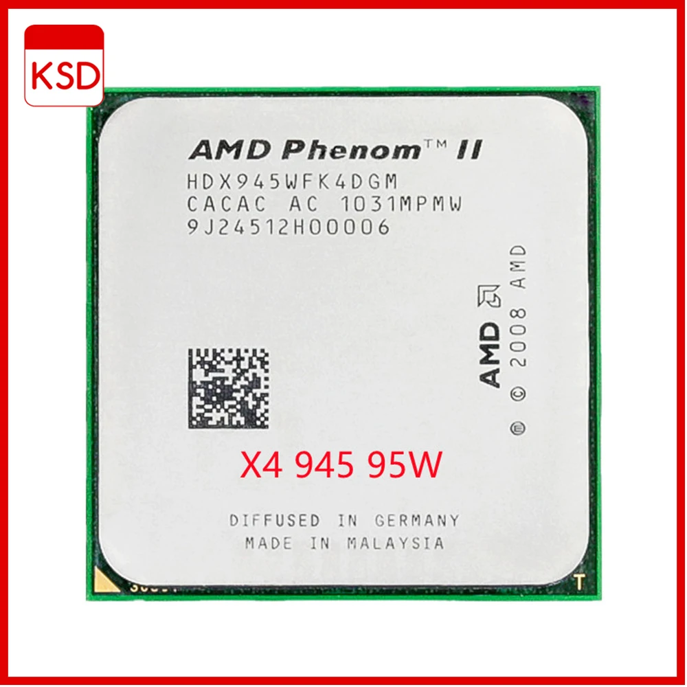 

AMD Phenom II X4 945 95W 3.0GHz Quad-Core CPU Processor HDX945WFK4DGM /HDX945WFK4DGI Socket AM3
