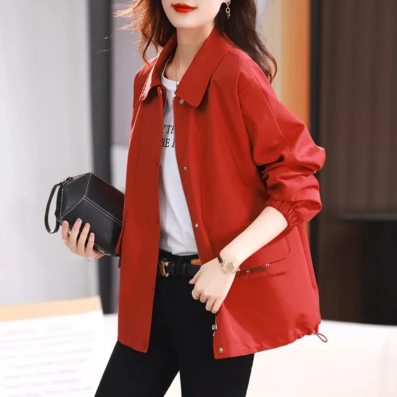 

Women's Short Trench Jacket 2023New Casual Large Size Coat Trend European Outwear Fashion Lapel Spring Autumn Jackets Female Top