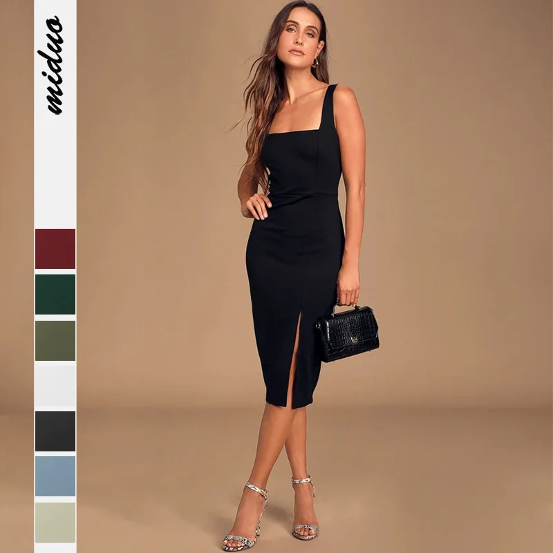 

Fashion women's spring/summer new suspender split temperament, elegant French luxury sense dress