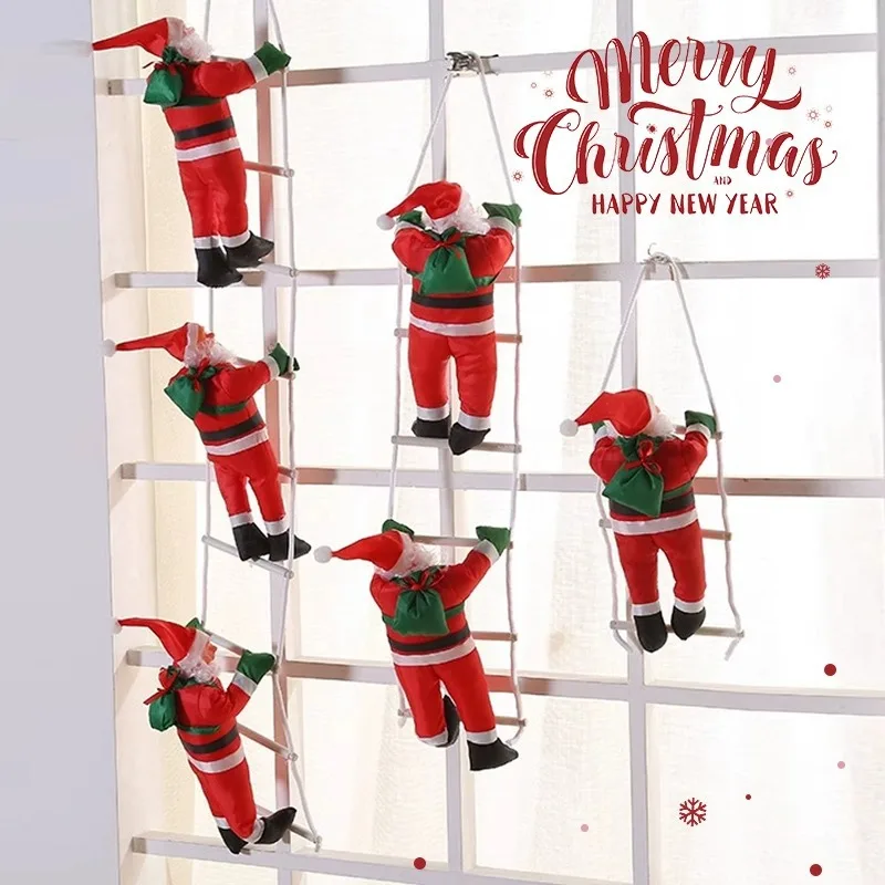 

Santa Claus Climbing on Rope Ladder Christmas Home Pendant Xmas Trees Pendant Hanging Ornament 2024 New Year Xmas Decor Gift