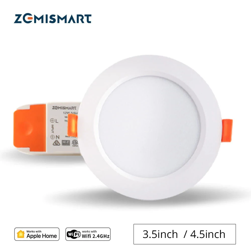 Zemismart Homekit WiFi Recessed Light RGB Dimmable Round Ceiling Light 3.5 4.5 Inch Spot lamp Siri voice Control